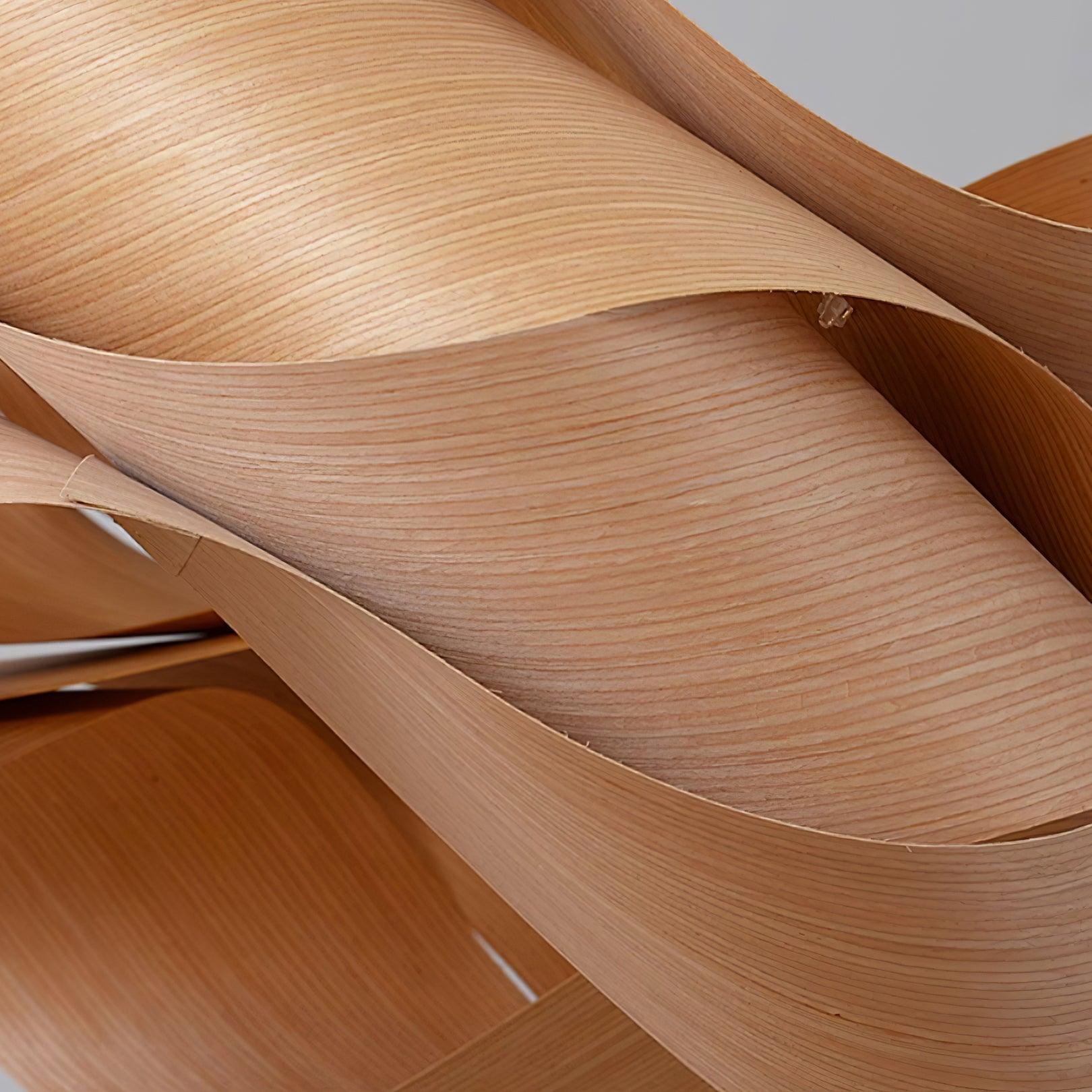 Wood Veneer Wave Curve Pendant Light – Handmade Oak