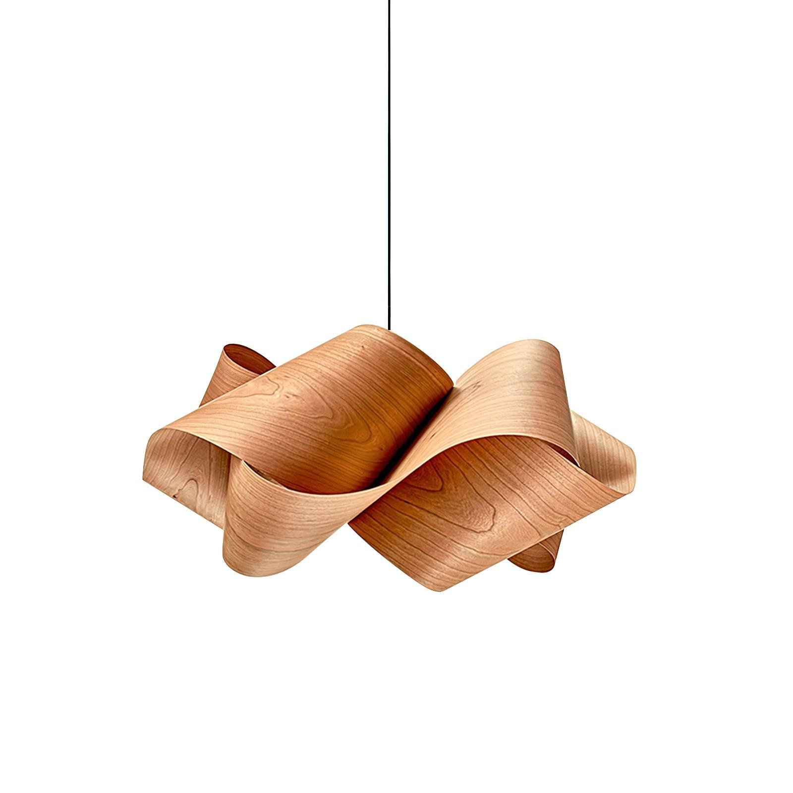 Wood Veneer Wave Curve Pendant Light – Handmade Oak