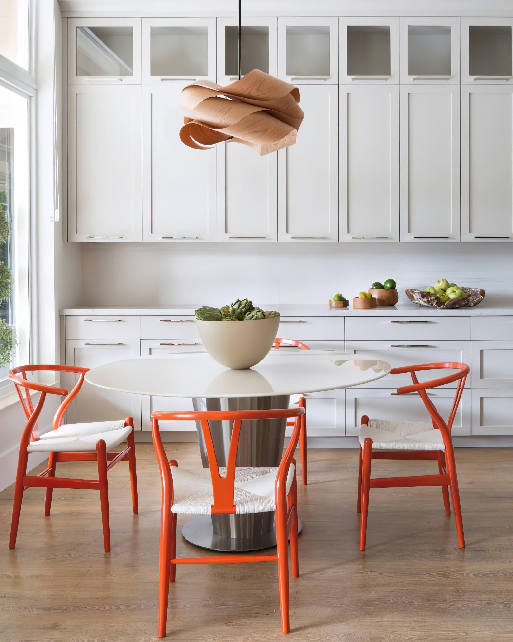 Wood Veneer Wave Curve Pendant Light – Handmade Oak