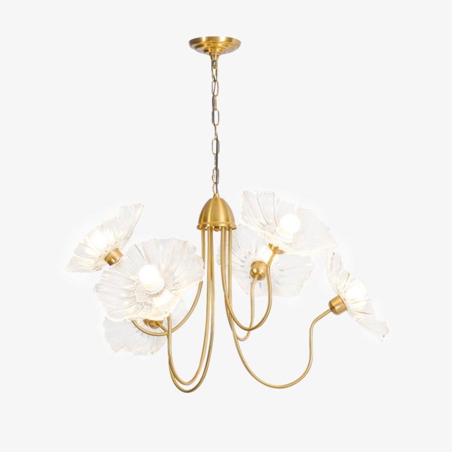 Modern Lotus Leaf Glass Chandelier – Statement Pendant Light
