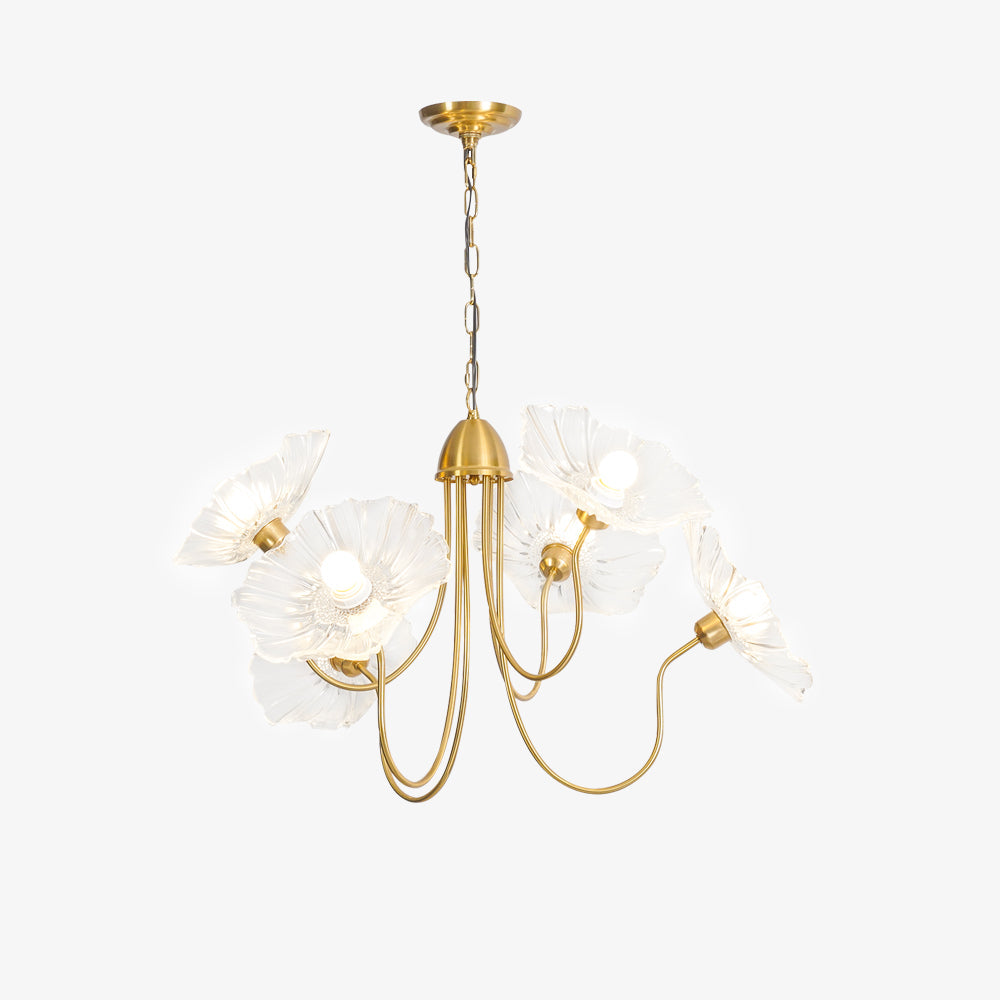 Modern Lotus Leaf Glass Chandelier – Statement Pendant Light
