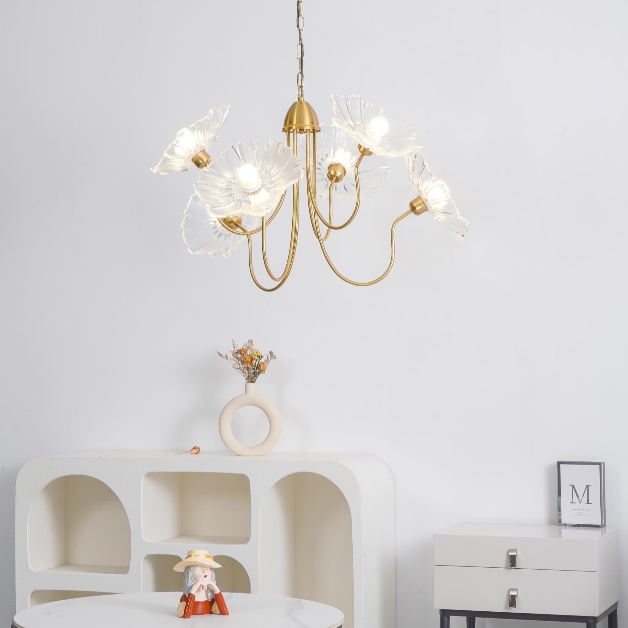 Modern Lotus Leaf Glass Chandelier – Statement Pendant Light