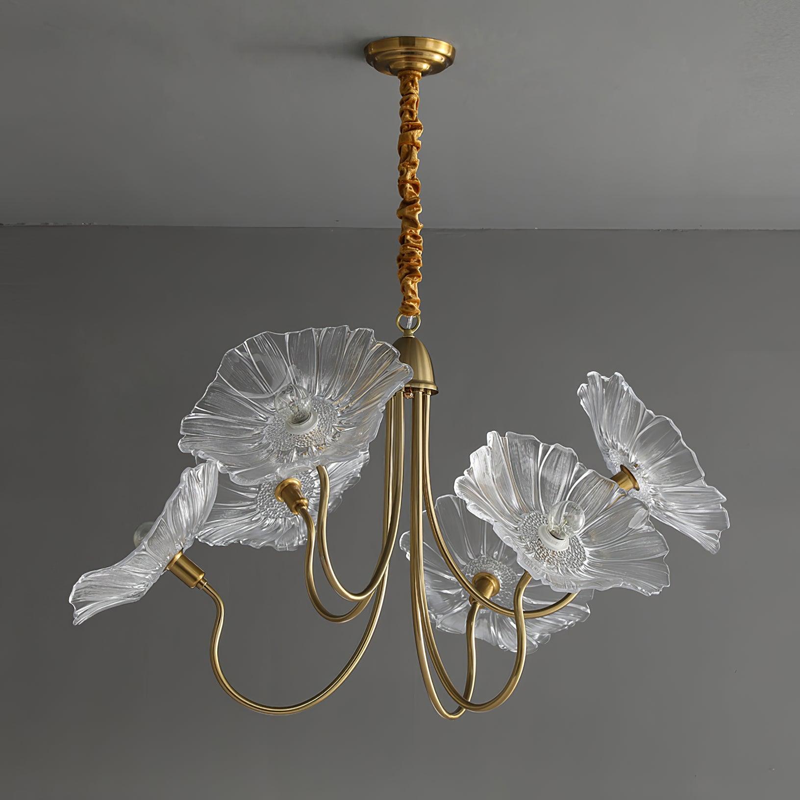 Artistic Glass Chandelier – Lotus Leaf Shape Hanging Ceiling Lamp
