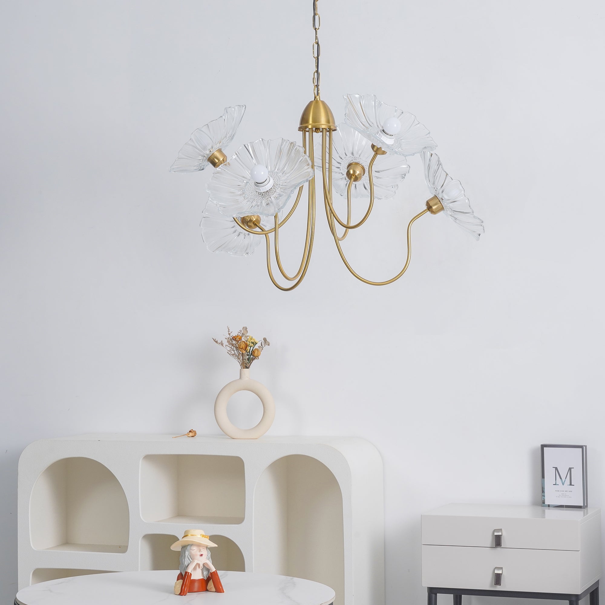 Artistic Glass Chandelier – Lotus Leaf Shape Hanging Ceiling Lamp