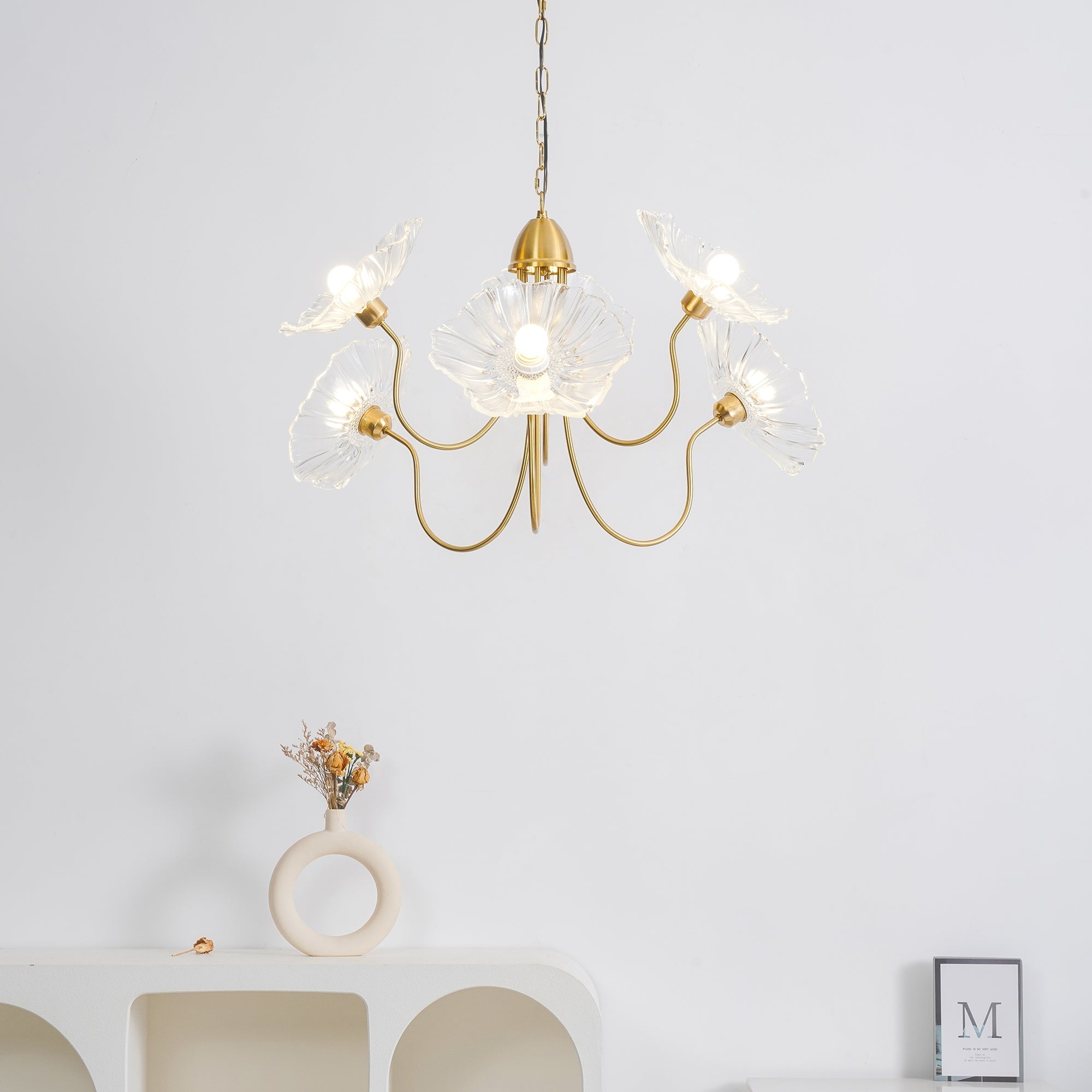 Artistic Glass Chandelier – Lotus Leaf Shape Hanging Ceiling Lamp