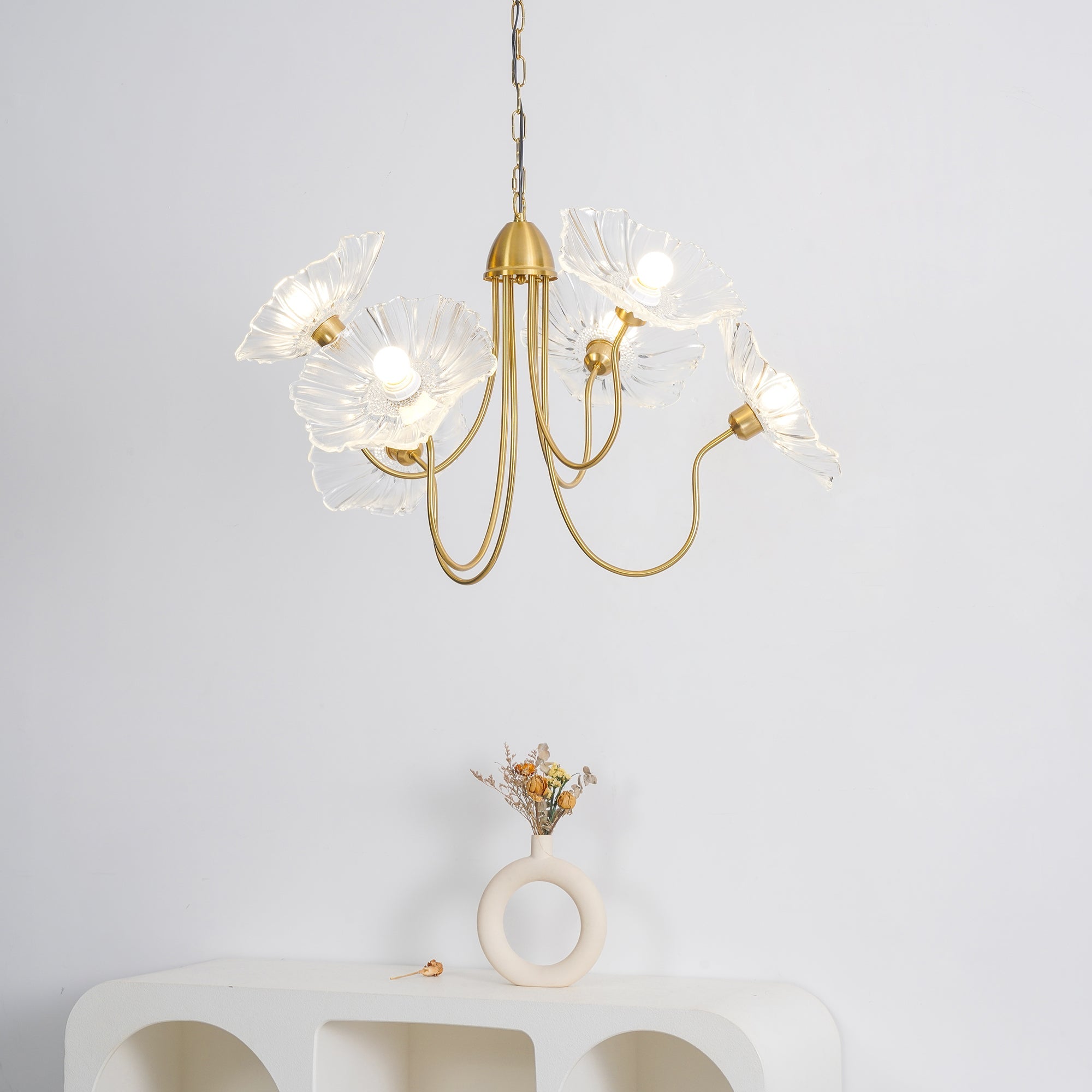 Modern Lotus Leaf Glass Chandelier – Statement Pendant Light
