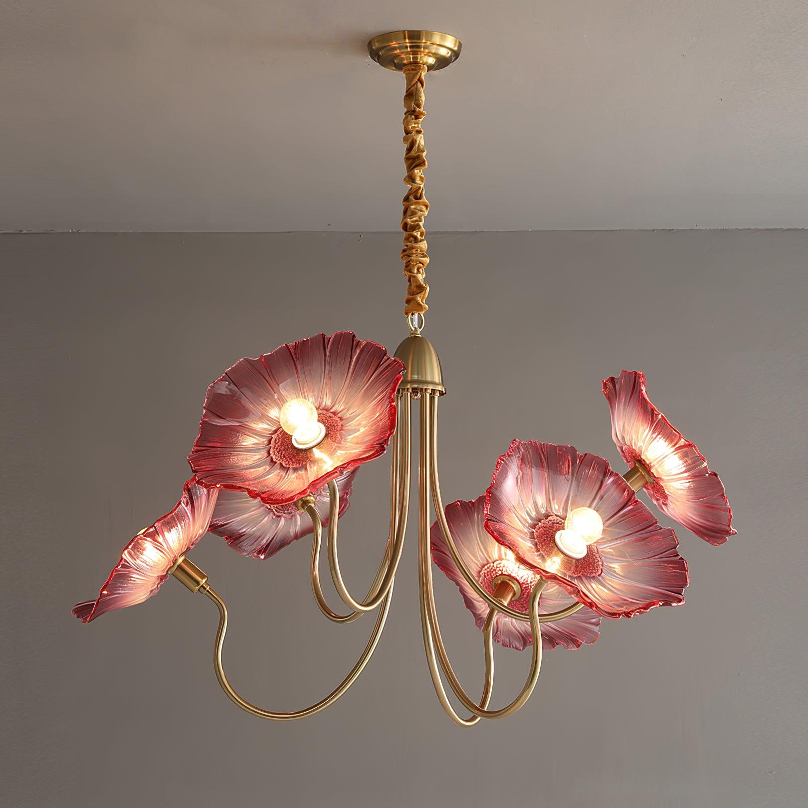 Artistic Glass Chandelier – Lotus Leaf Shape Hanging Ceiling Lamp