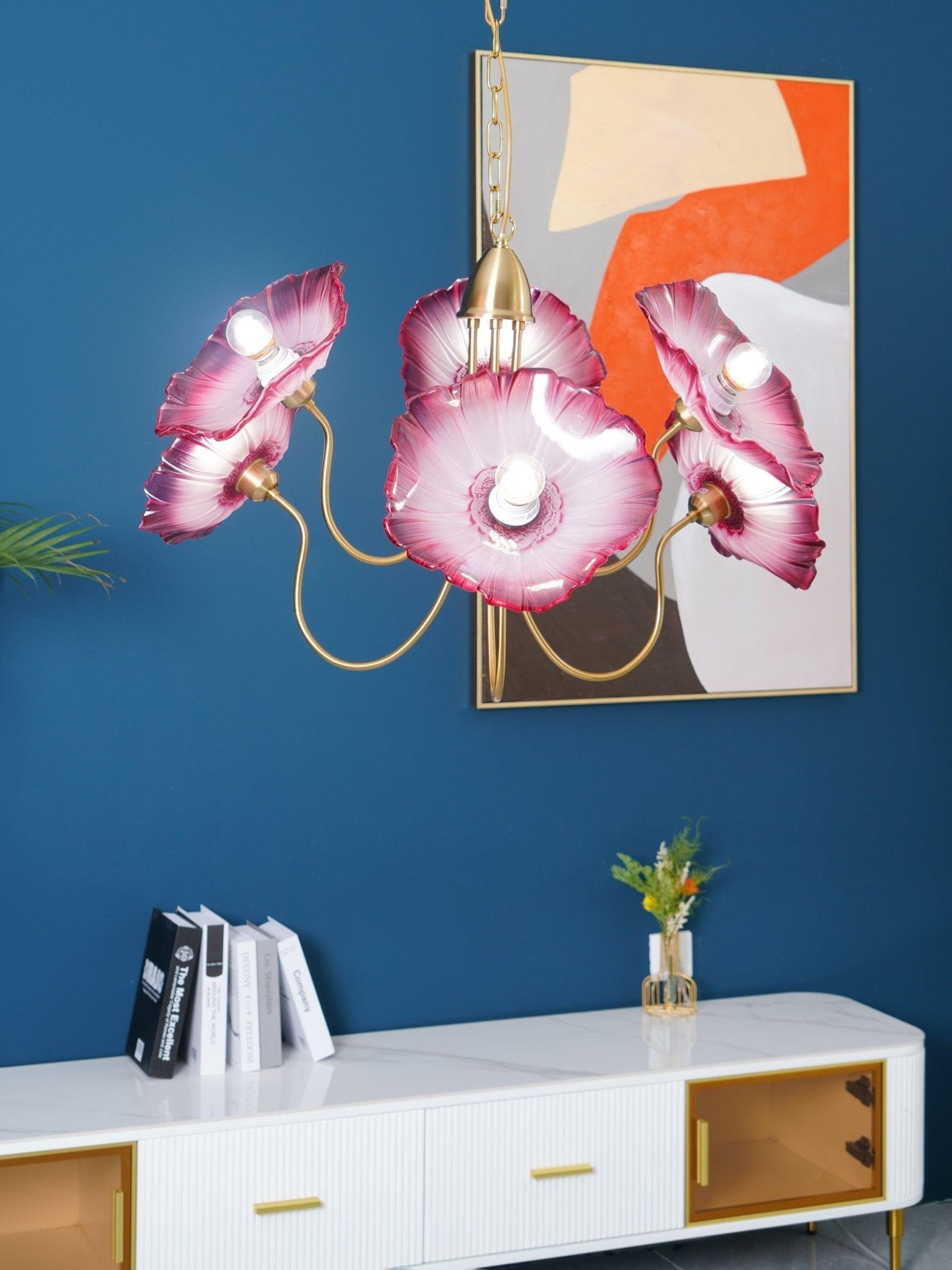 Modern Lotus Leaf Glass Chandelier – Statement Pendant Light