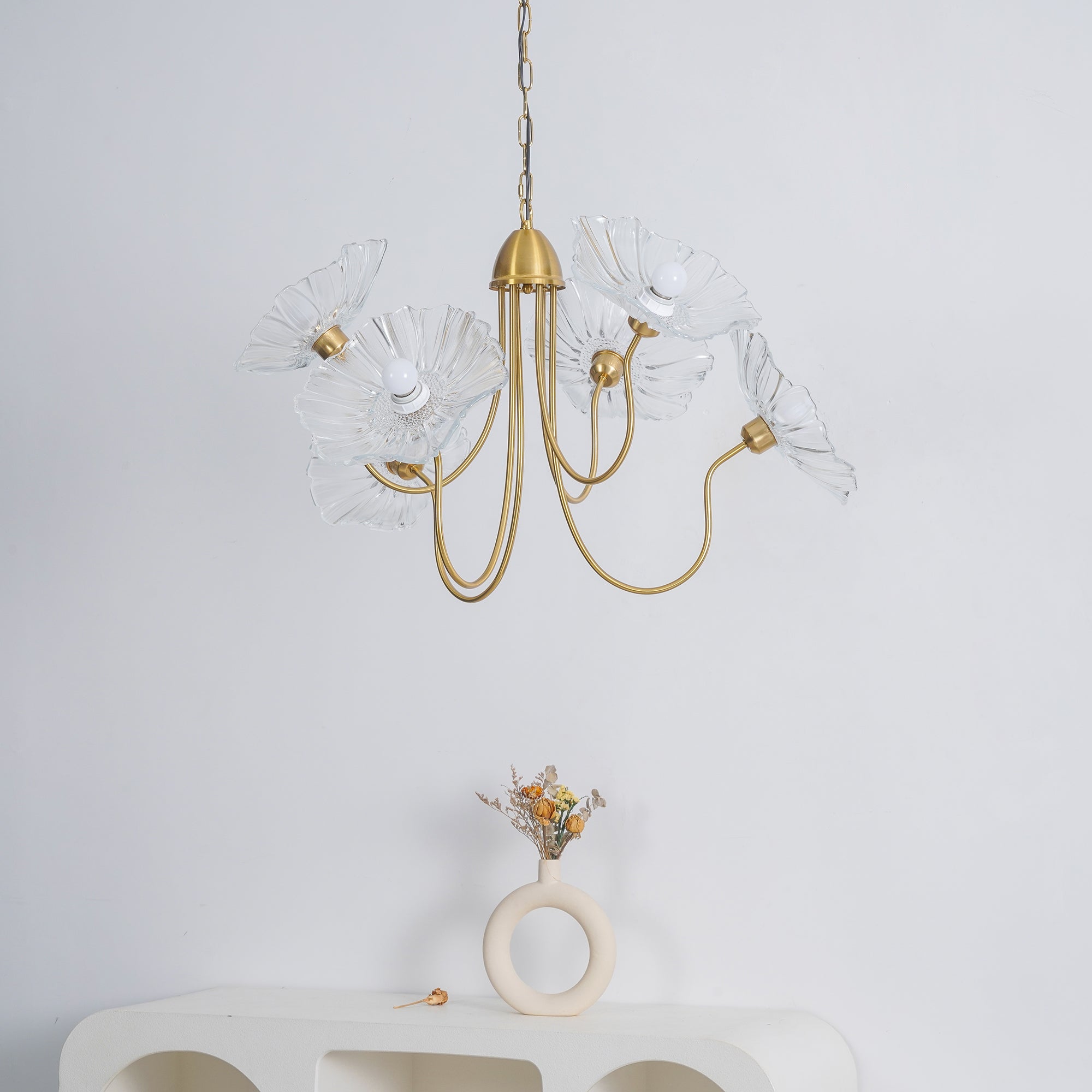 Modern Lotus Leaf Glass Chandelier – Statement Pendant Light