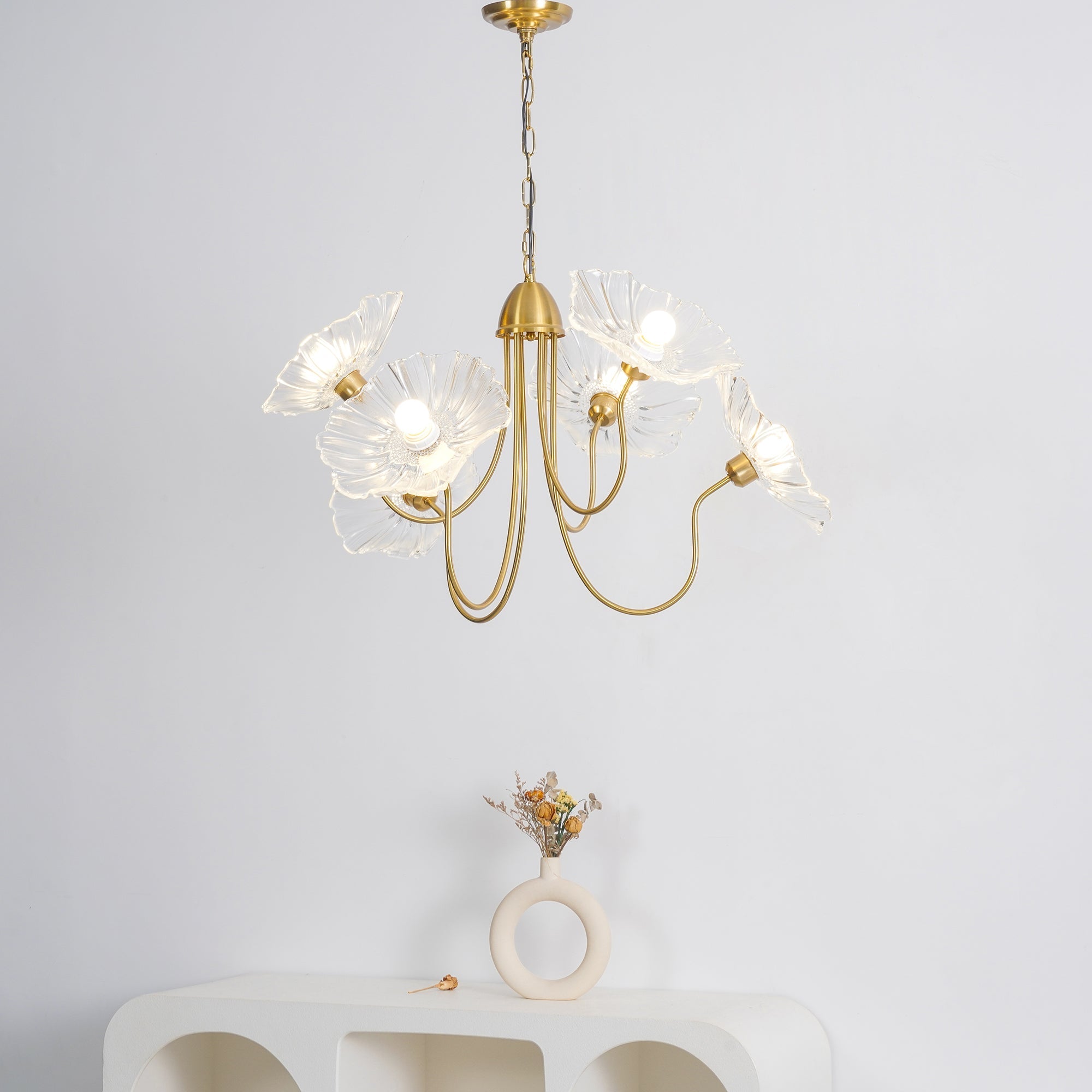 Artistic Glass Chandelier – Lotus Leaf Shape Hanging Ceiling Lamp