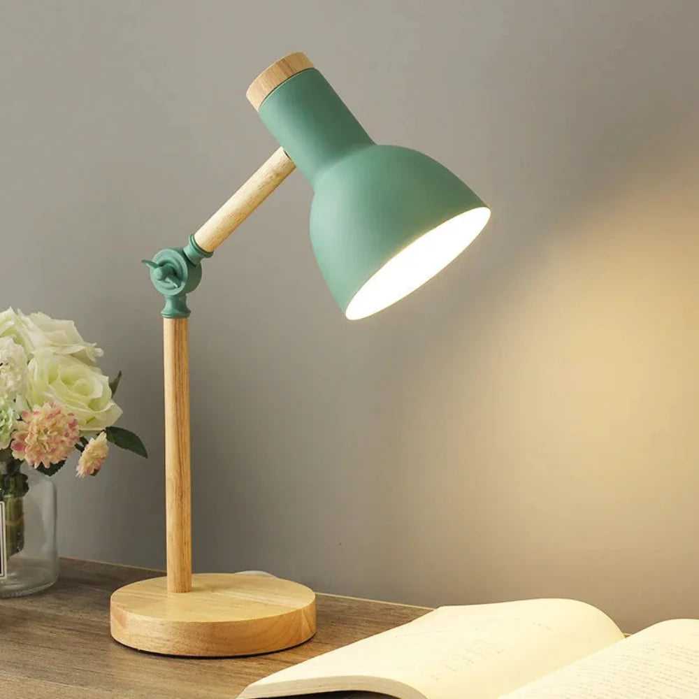 Functional Desk Lamp | Adjustable Wooden Reading Lamp