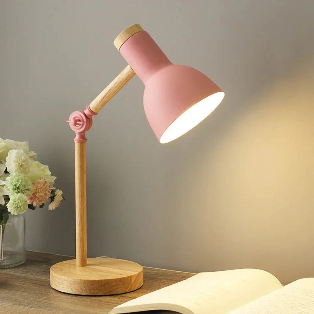 Functional Desk Lamp | Adjustable Wooden Reading Lamp