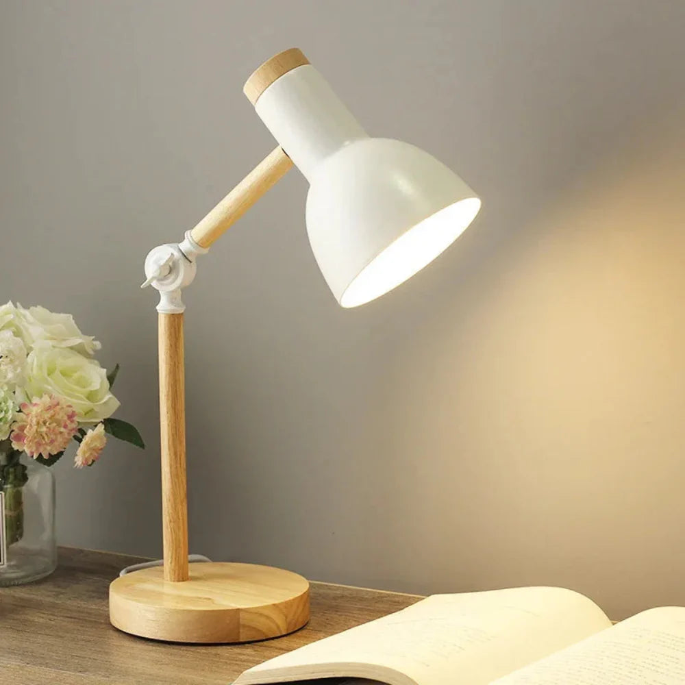 Functional Desk Lamp | Adjustable Wooden Reading Lamp