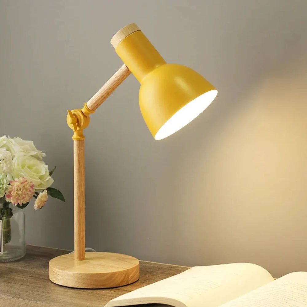 Functional Desk Lamp | Adjustable Wooden Reading Lamp
