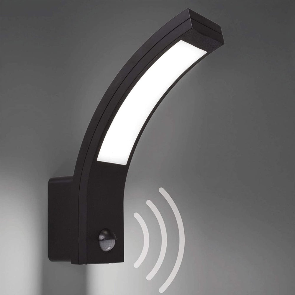 Matte Black Motion Sensor Curved LED Wall Light