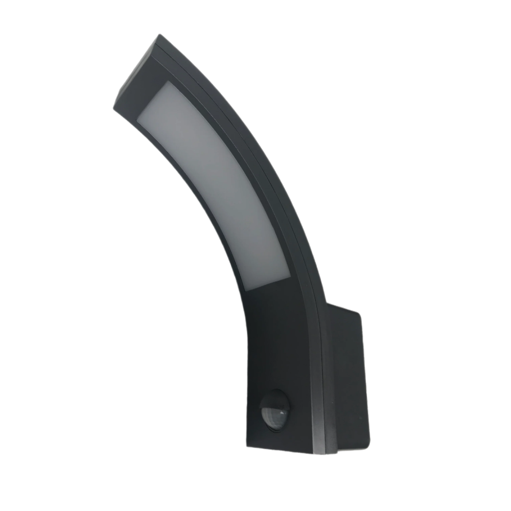 Matte Black Motion Sensor Curved LED Wall Light