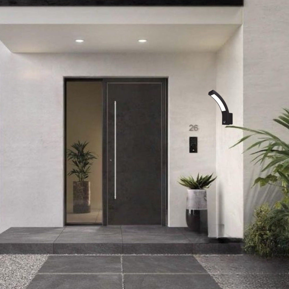 Matte Black Motion Sensor Curved LED Wall Light