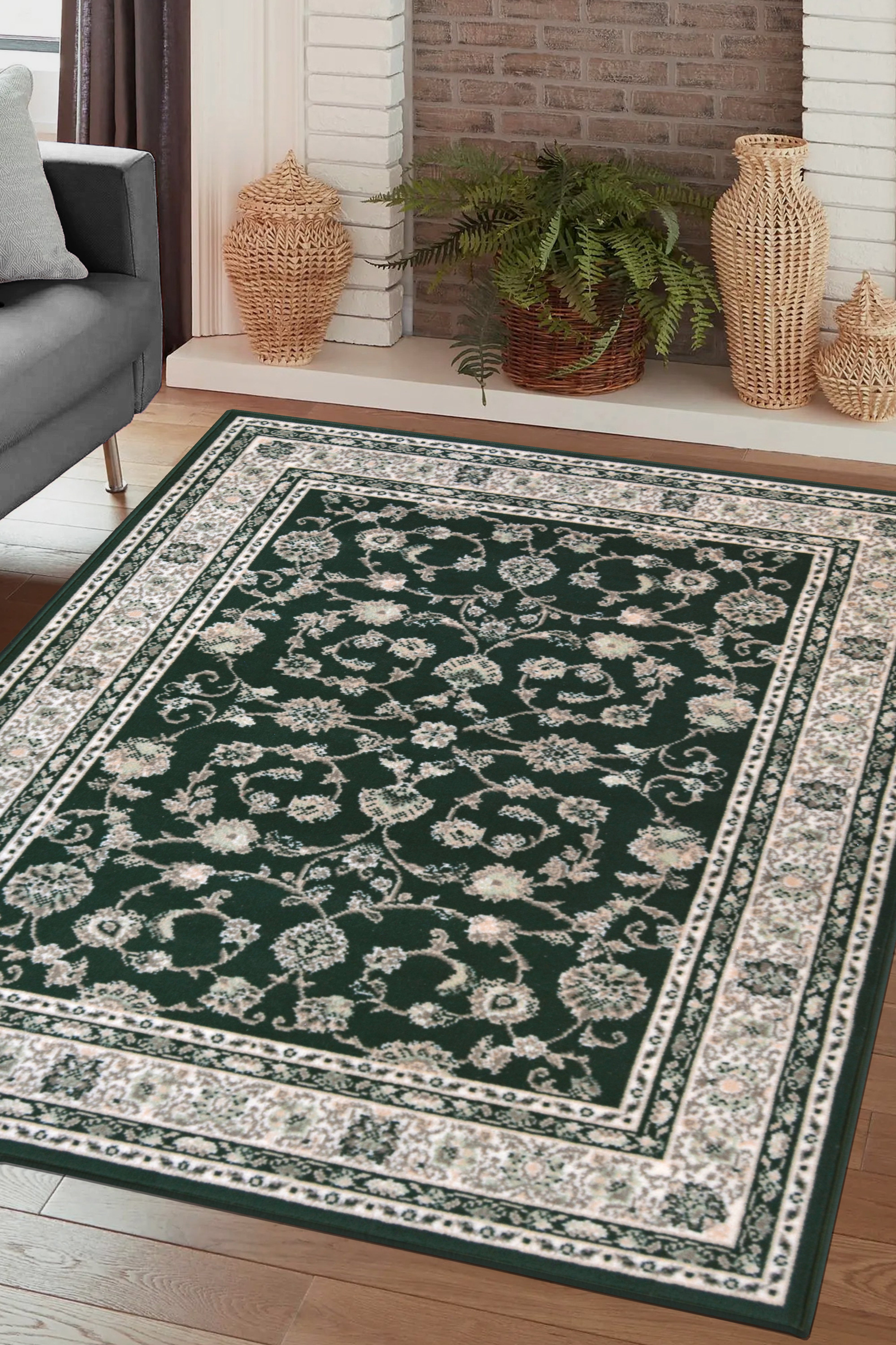Non- Slip Traditional Woven Rug - Agrah Pattern with Strong Weave