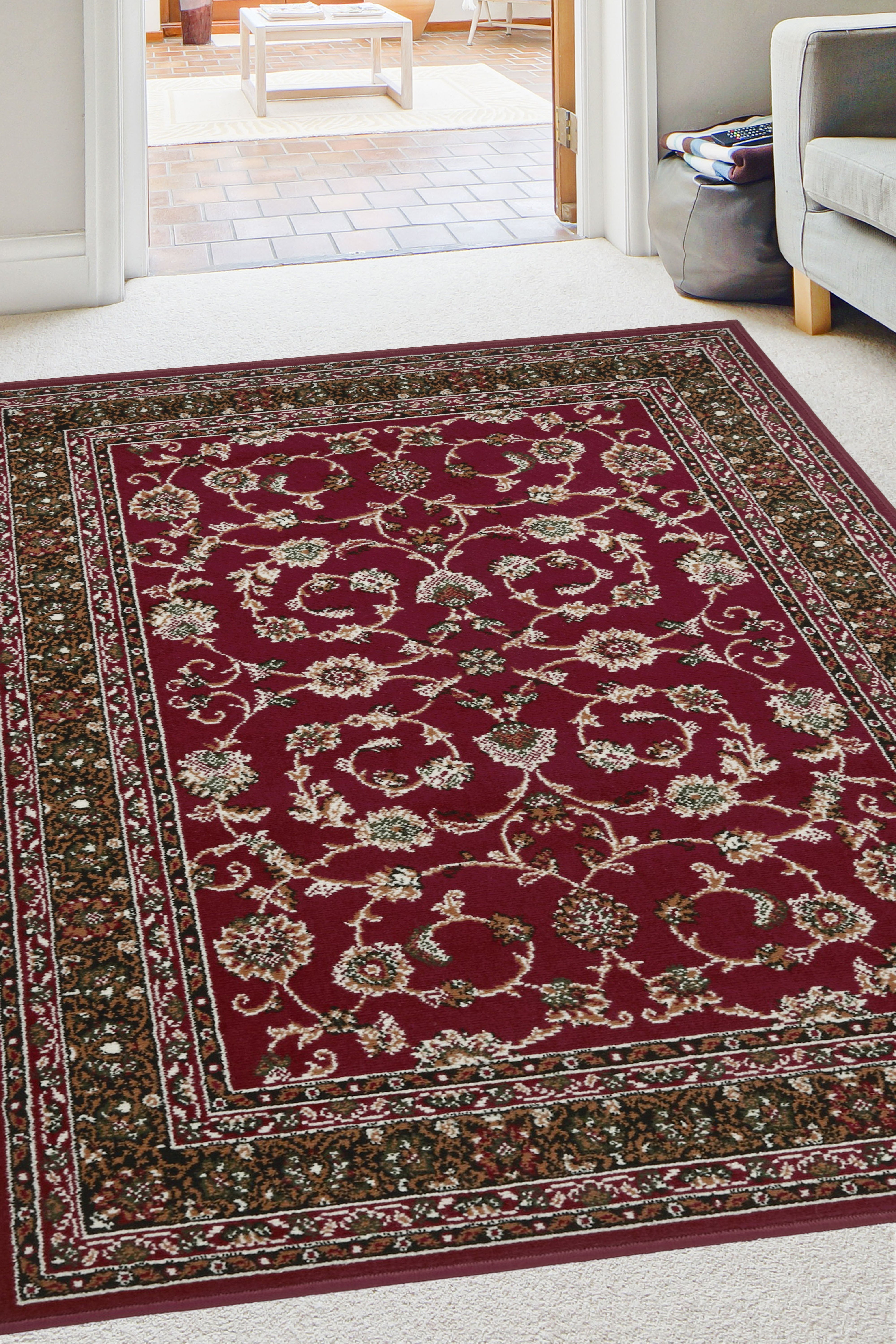 Non- Slip Traditional Woven Rug - Agrah Pattern with Strong Weave