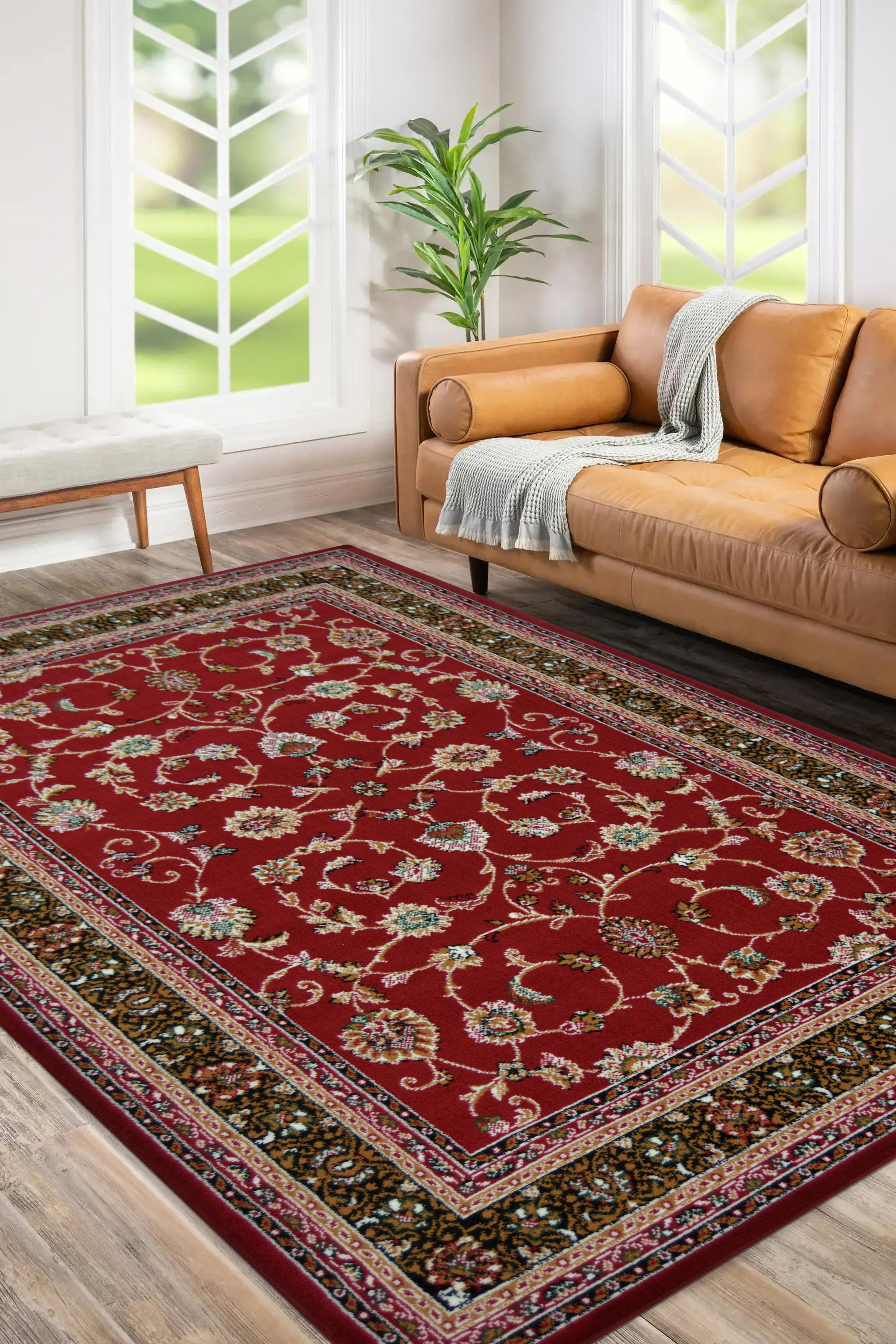 Non- Slip Traditional Woven Rug - Agrah Pattern with Strong Weave