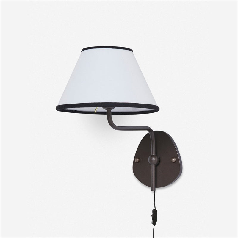 Brass Frame Plug-in Wall Sconce - Fabric Shade Design