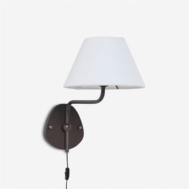 Brass Frame Plug-in Wall Sconce - Fabric Shade Design