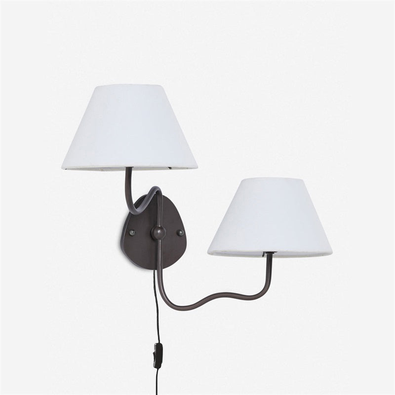 Brass Frame Plug-in Wall Sconce - Fabric Shade Design