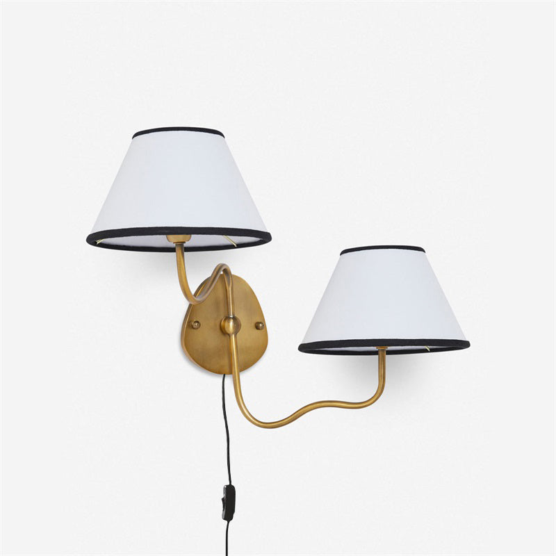 Brass Frame Plug-in Wall Sconce - Fabric Shade Design