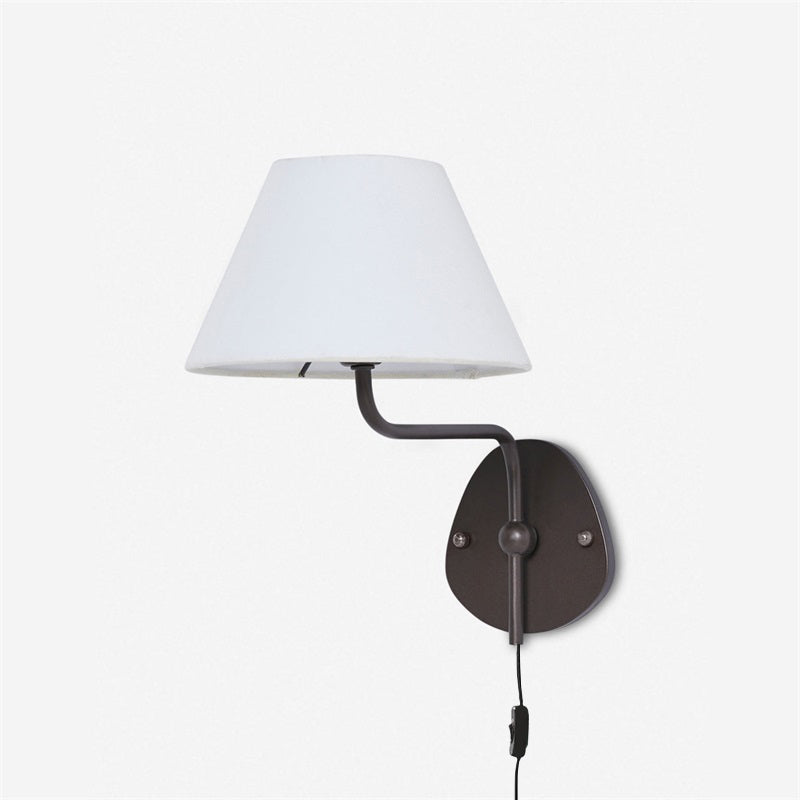 Brass Frame Plug-in Wall Sconce - Fabric Shade Design