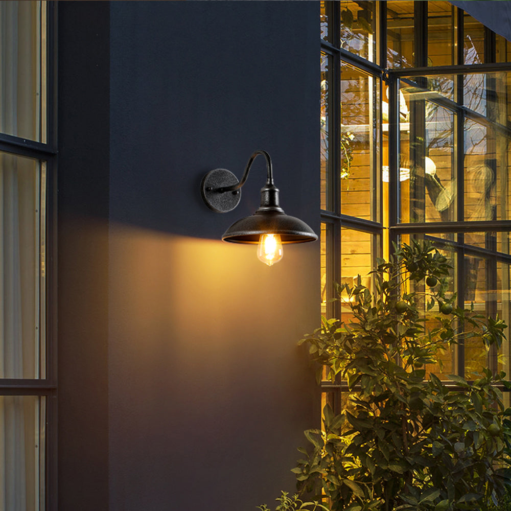Weather-Resistant Outdoor Bowl Light with Rustic Brass Finish