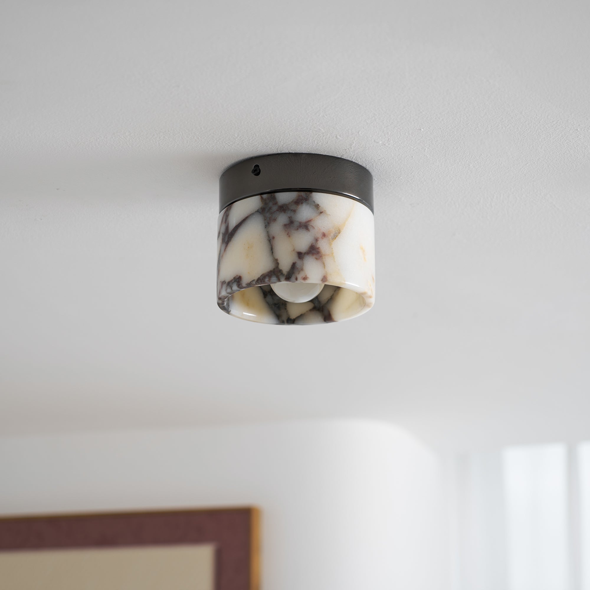 Minimalist Round Marble Ceiling Light – Flush Mount Fixture