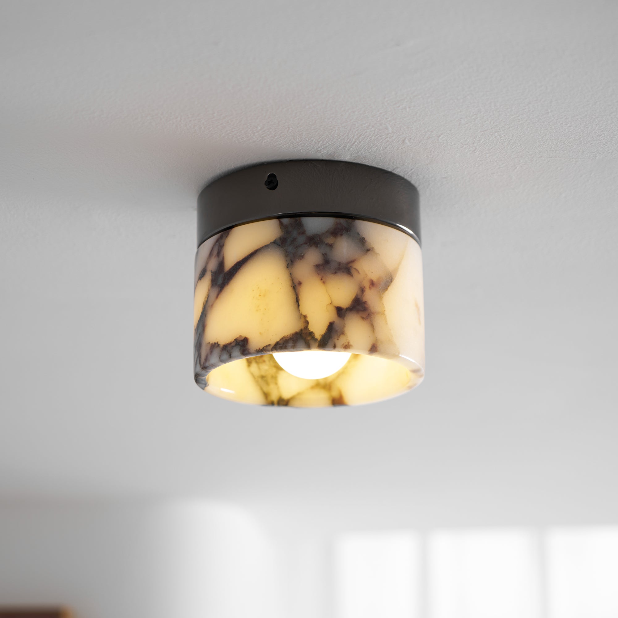 Minimalist Round Marble Ceiling Light – Flush Mount Fixture