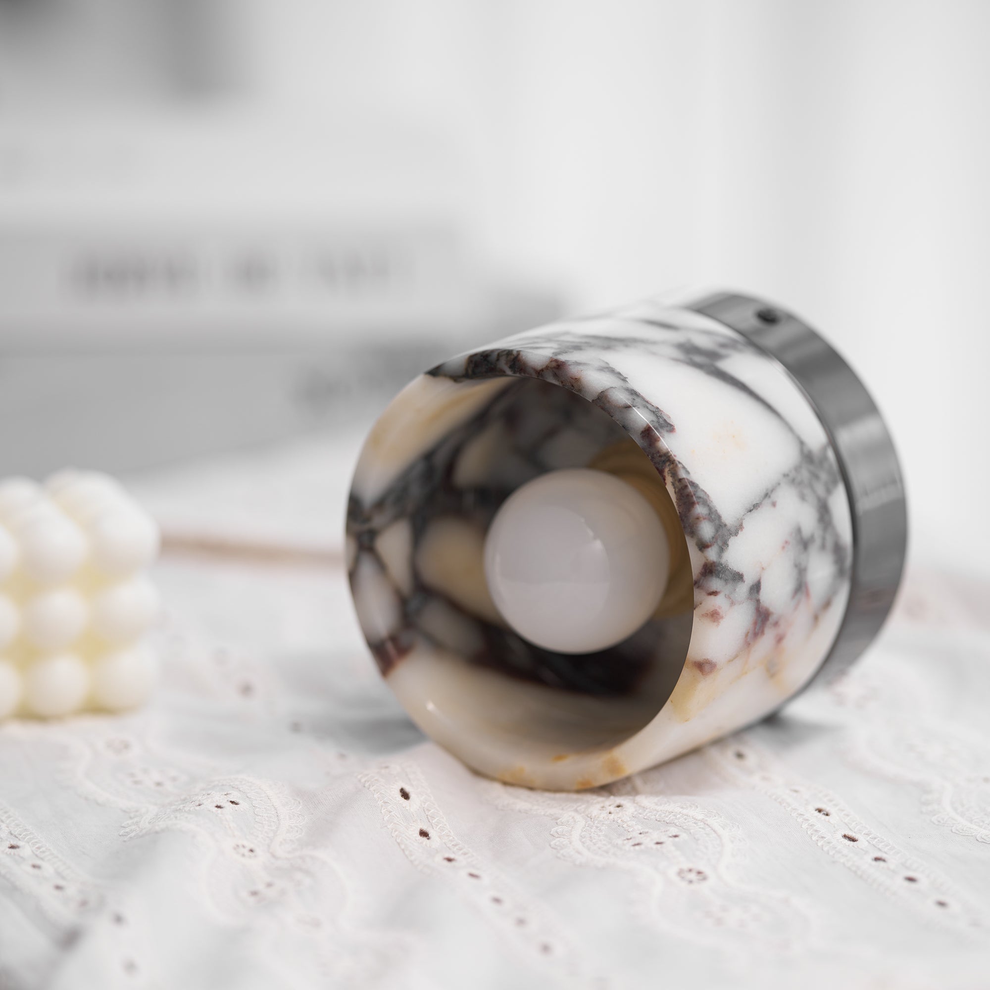 Minimalist Round Marble Ceiling Light – Flush Mount Fixture