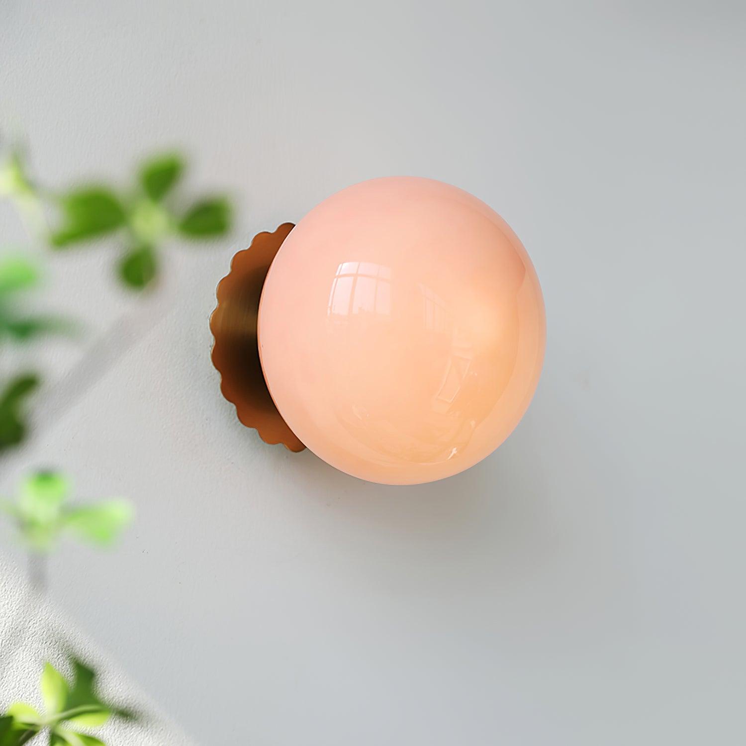 Decorative Glass Wall Lamp – Pink Glass Diffuser and Metal Frame