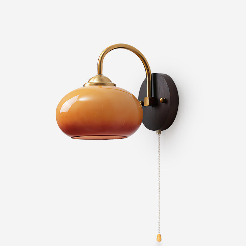 Vintage-Style Glass Dome Shade Wall Lamp – Arched Arm Fixture