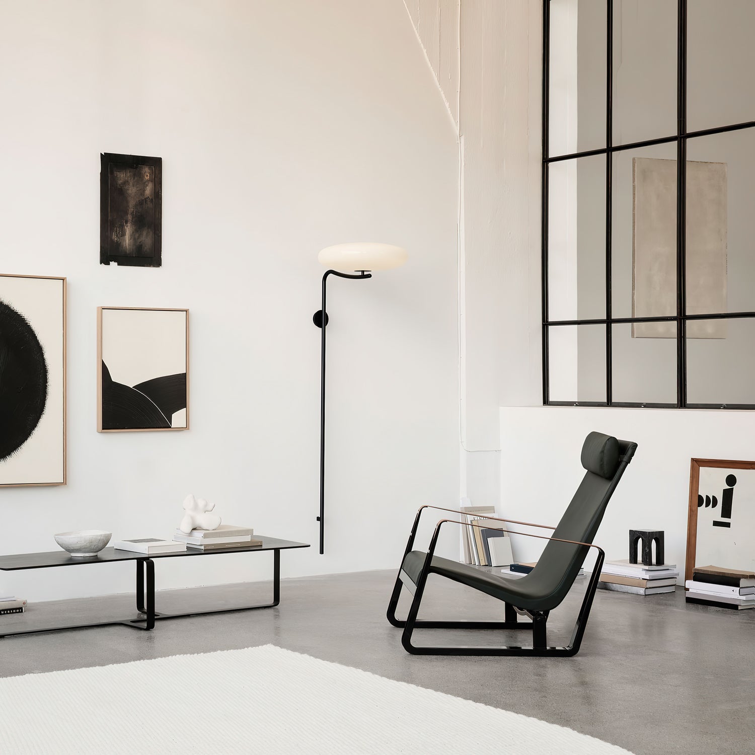 Minimalist LED Arc Wall Lamp – Plug-in Sconce With Circular Opal Shade