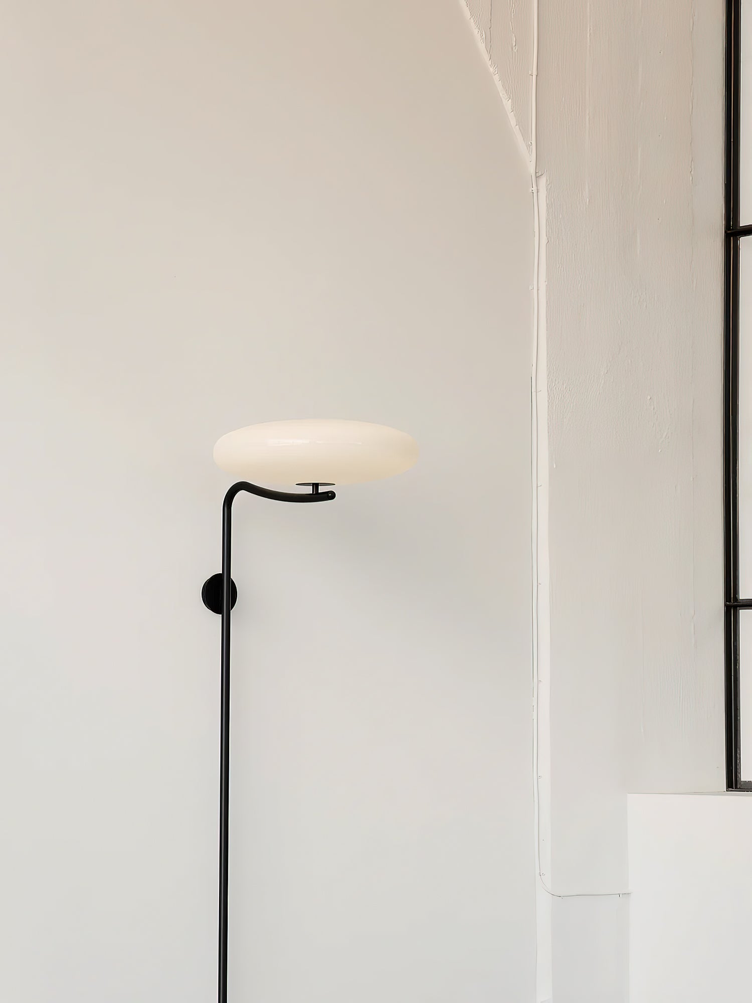 Minimalist LED Arc Wall Lamp – Plug-in Sconce With Circular Opal Shade