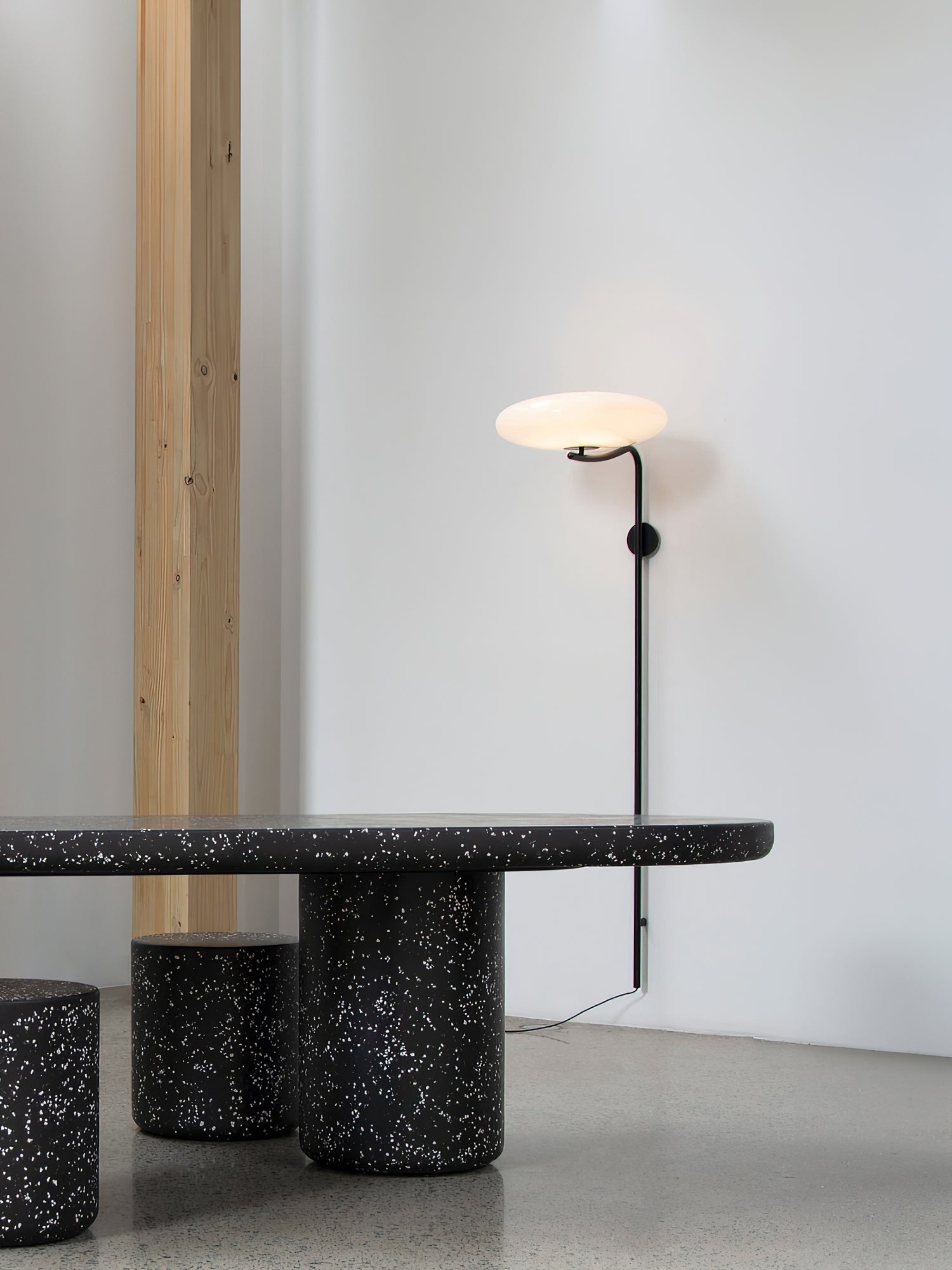 Minimalist LED Arc Wall Lamp – Plug-in Sconce With Circular Opal Shade