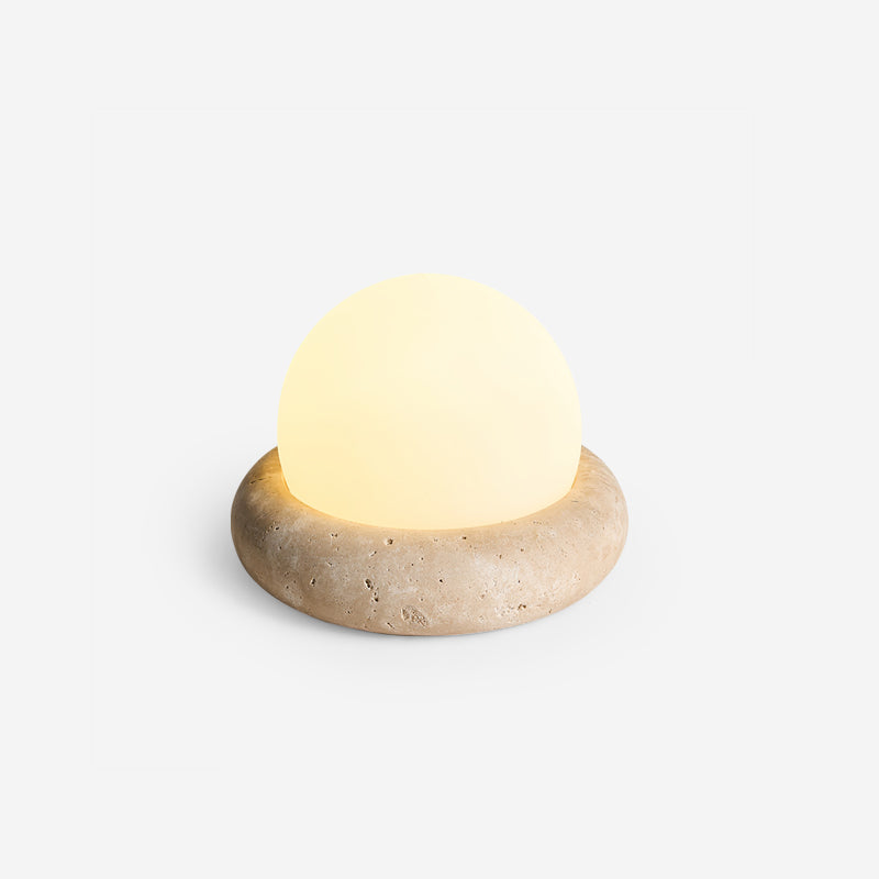 Modern Beige Travertine Table Lamp – Soft Ambient Lighting