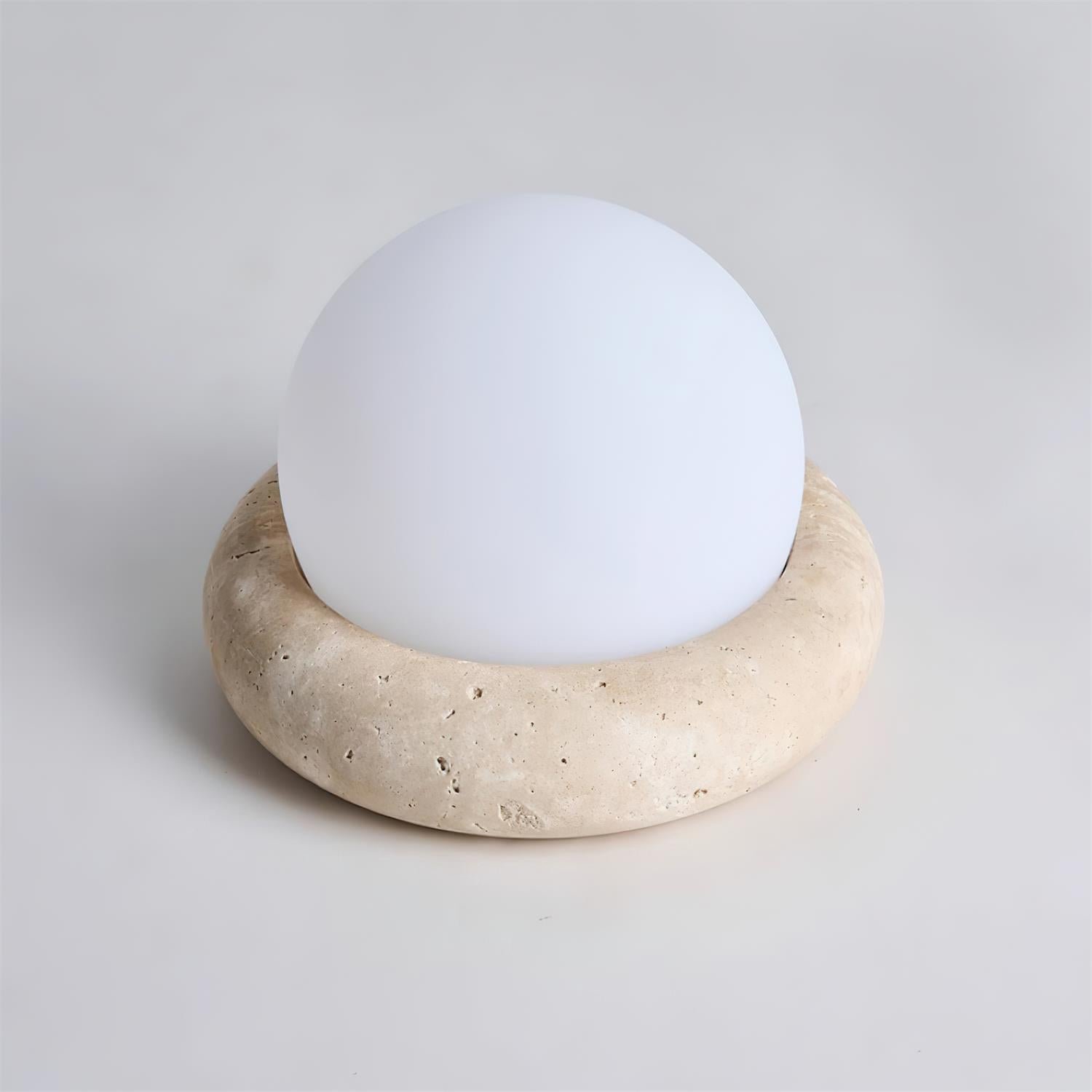 Modern Beige Travertine Table Lamp – Soft Ambient Lighting