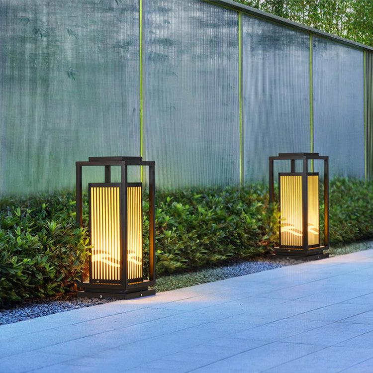 Solar-Powered Cage Outdoor Post Light