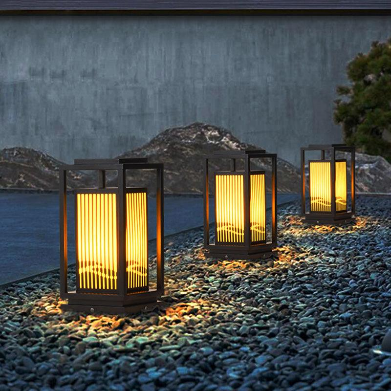 Solar-Powered Cage Outdoor Post Light