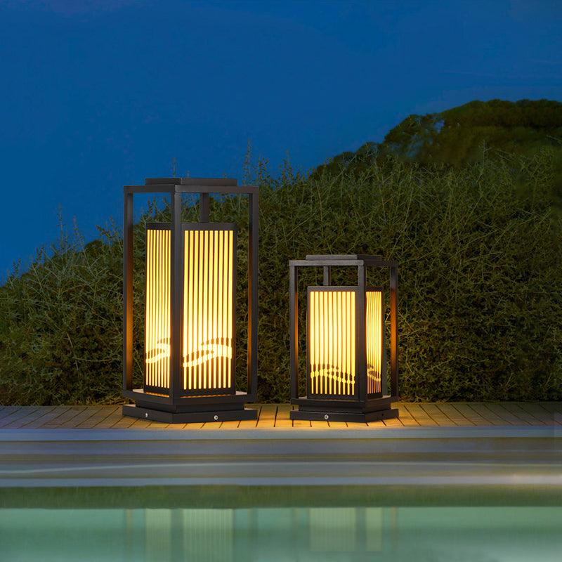 Solar-Powered Cage Outdoor Post Light
