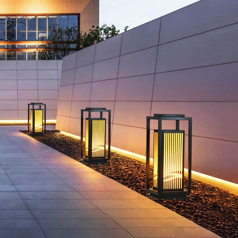 Solar-Powered Cage Outdoor Post Light