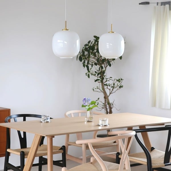 Scandinavian Radius Pendant Lamp | Opal Glass Globe