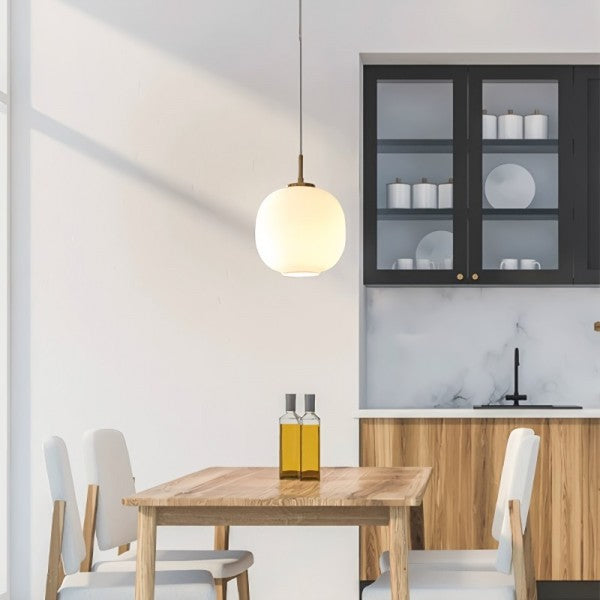 Scandinavian Radius Pendant Lamp | Opal Glass Globe