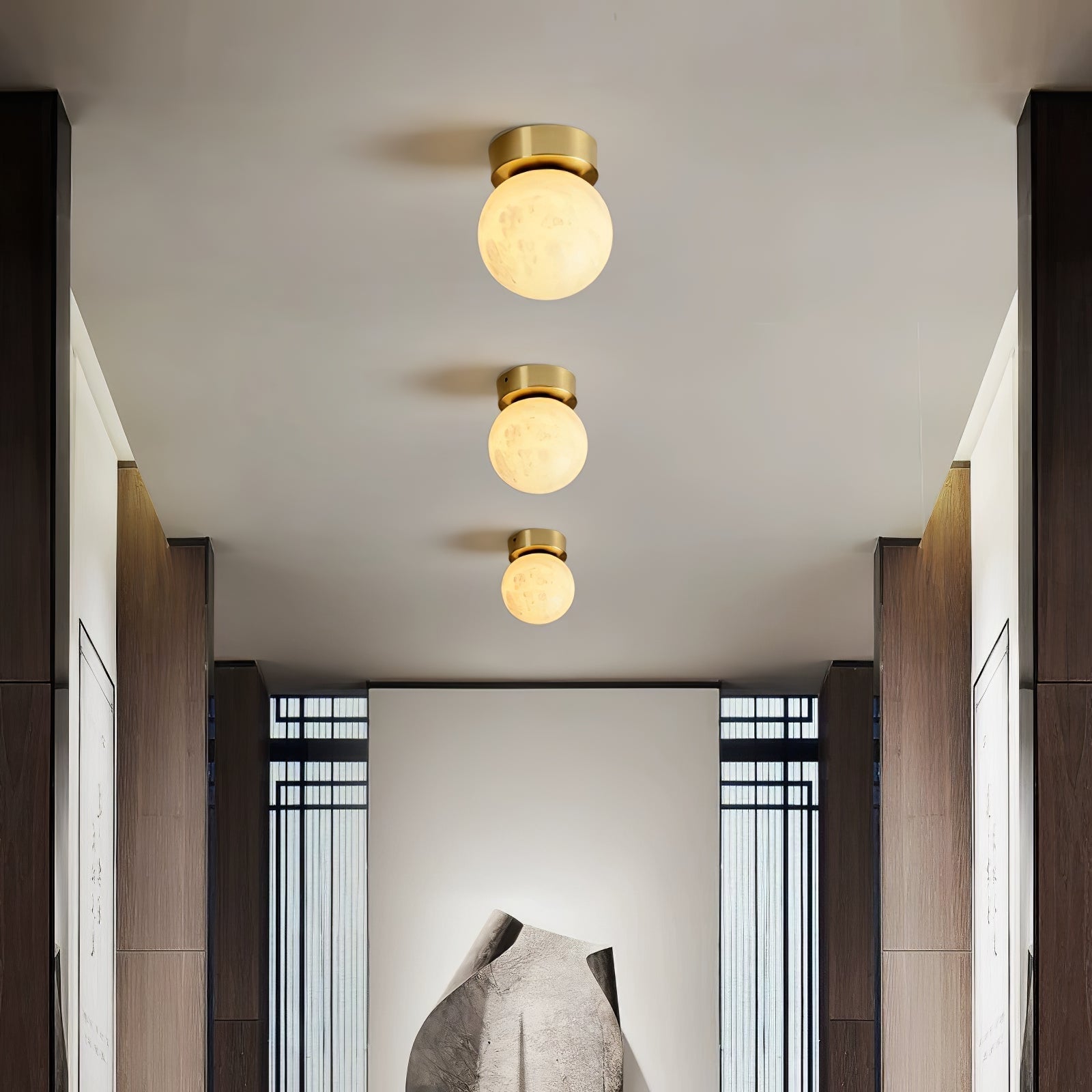 Glowing Moon Alabaster LED Ceiling Light