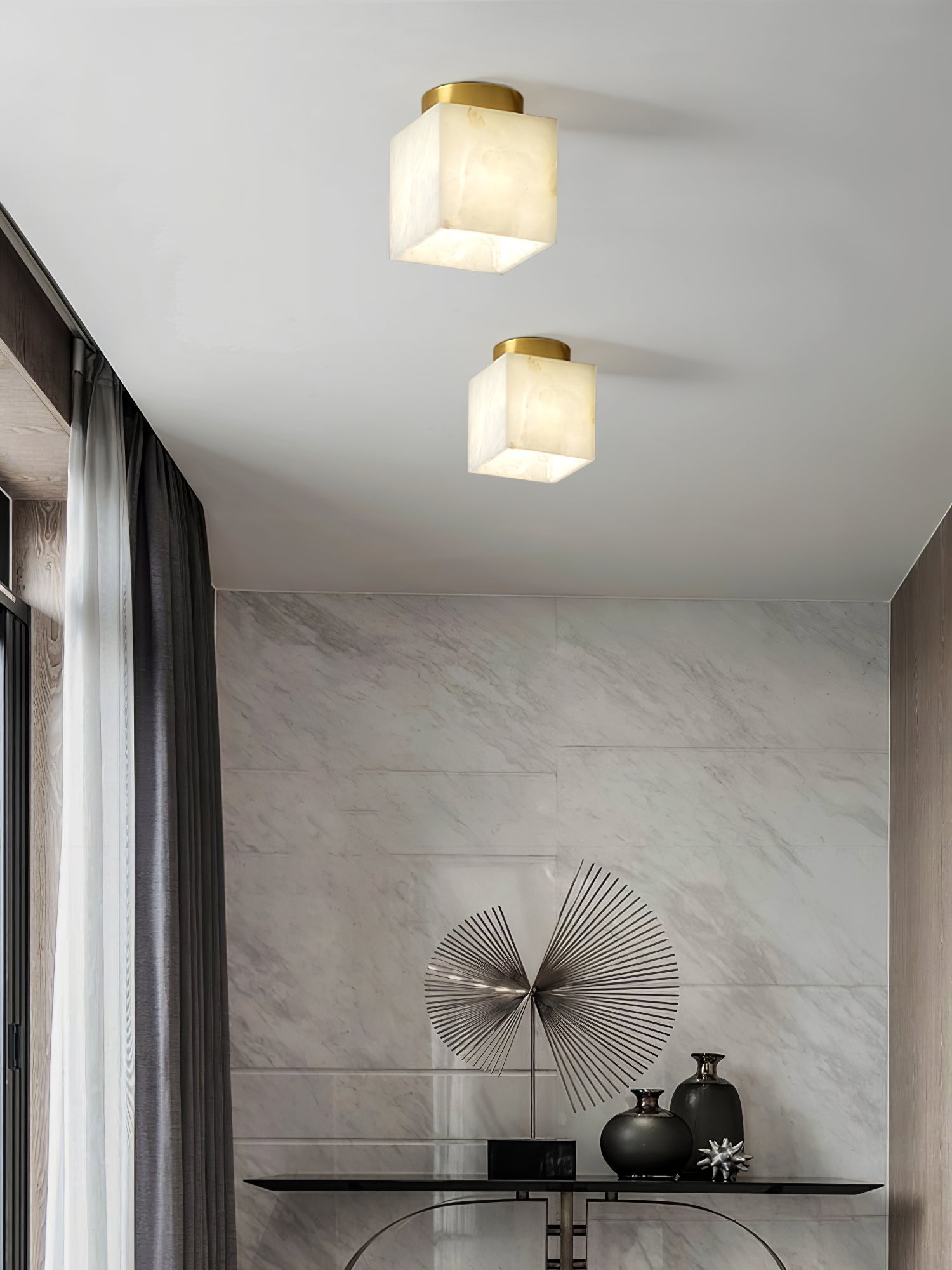 Glowing Moon Alabaster LED Ceiling Light