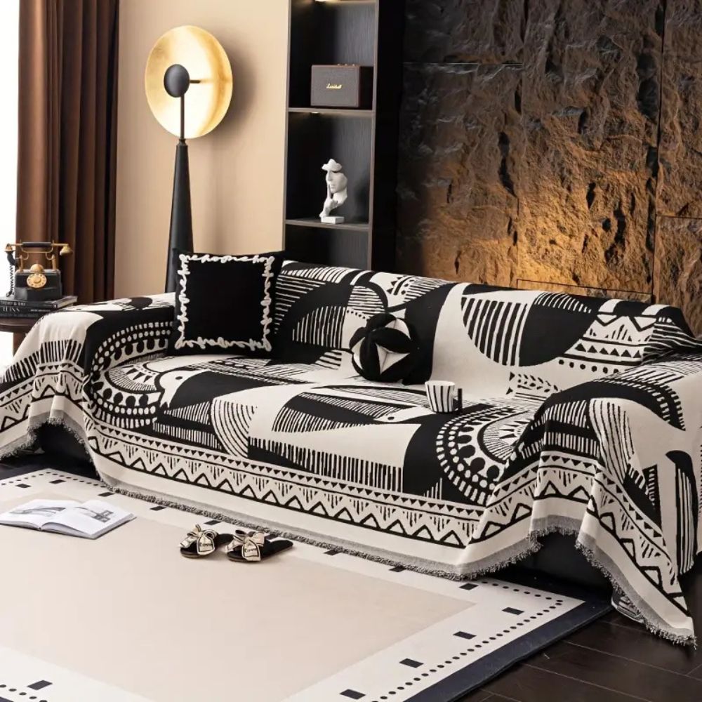 Stylish and Cosy Sofa Throw with Geometric Mystic Lines Design