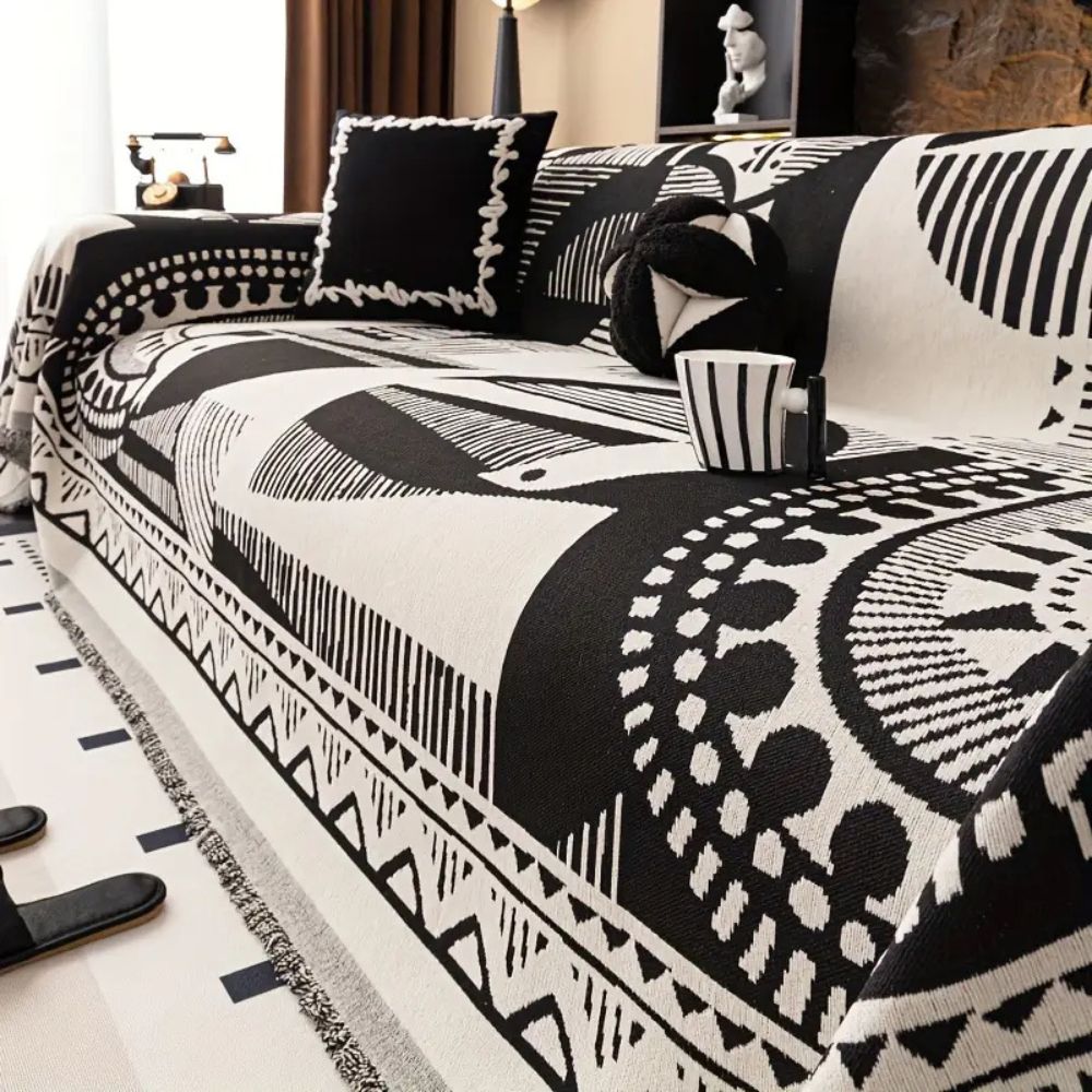 Stylish and Cosy Sofa Throw with Geometric Mystic Lines Design